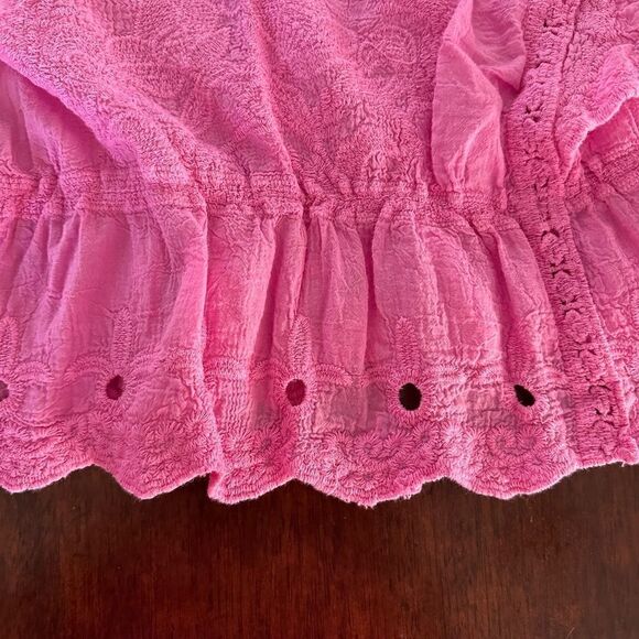 Democracy pink, embroidered peasant top. - Picture 6 of 7